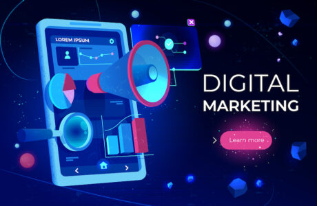 Digital marketing landing page, smartphone screen