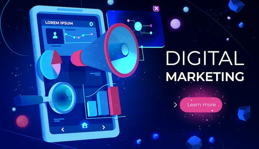 Digital marketing landing page, smartphone screen